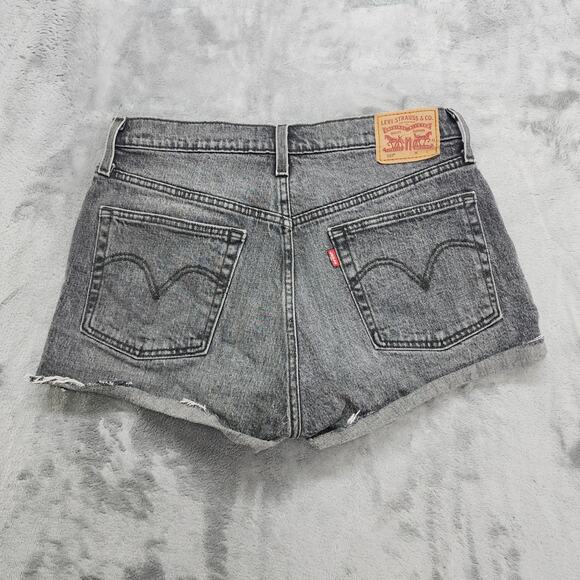 Levi's Shorts Womens W30 Faded Black Gray 501 High Rise Cut Off Button Fly - Picture 2 of 13